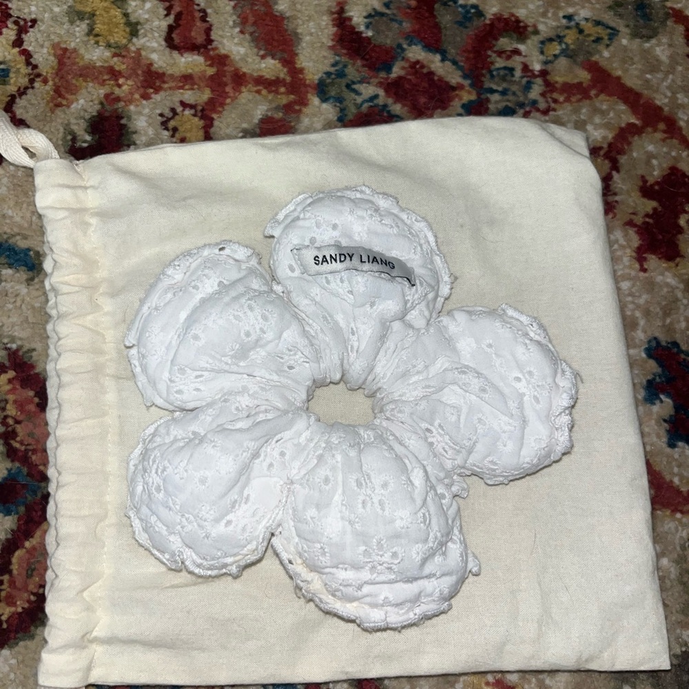 Sandy Liang Eyelet Flower Scrunchie